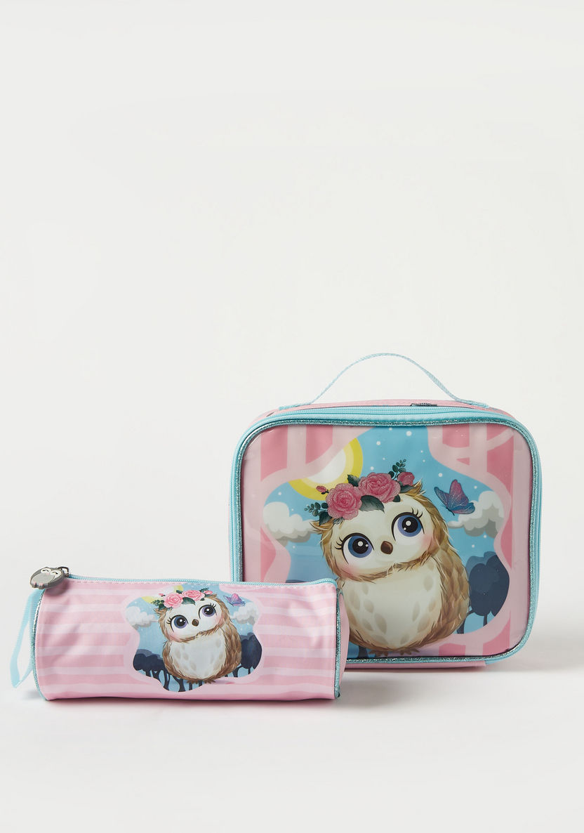 Juniors Owl Print 3-Piece Trolley Backpack Set - 16 inches-School Sets-image-7