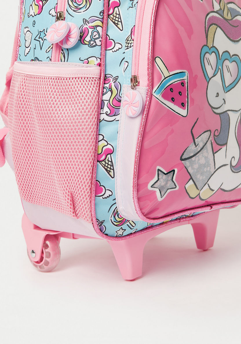 Juniors Unicorn Print Trolley Backpack with Lunch Bag and Pencil Pouch-School Sets-image-4