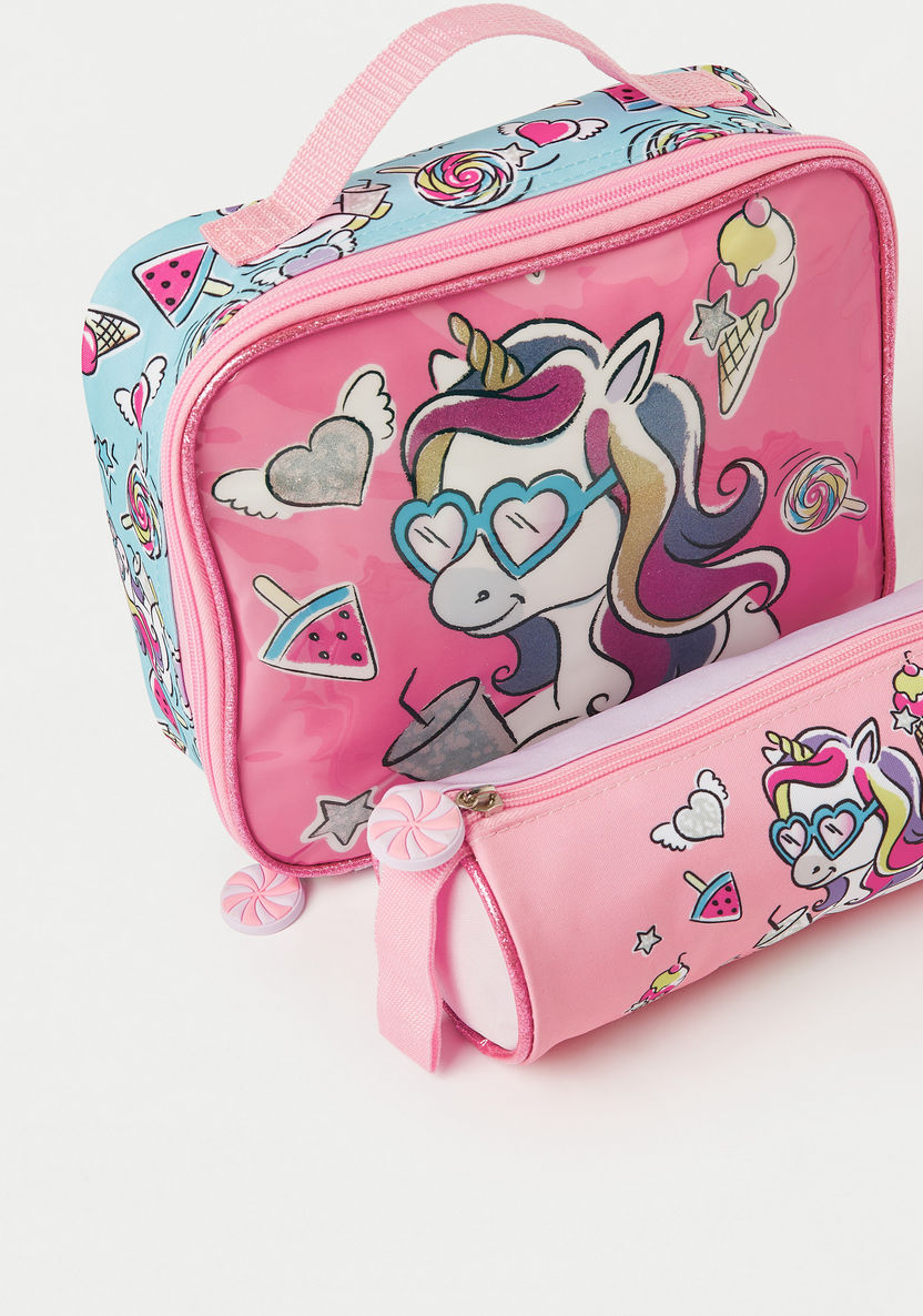 Juniors Unicorn Print Trolley Backpack with Lunch Bag and Pencil Pouch-School Sets-image-7