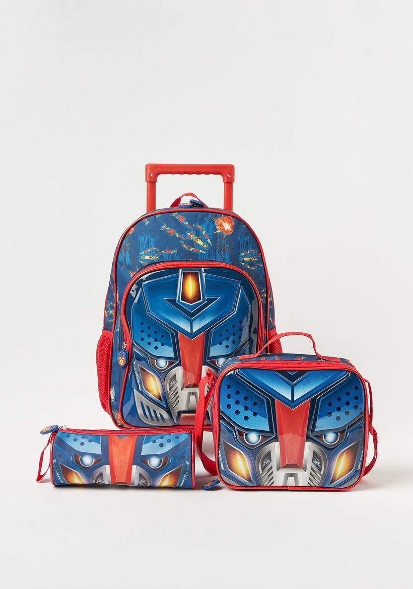 Juniors Graphic Print Trolley Backpack with Lunch Bag and Pencil Pouch - 16 inches-School Sets-image-0
