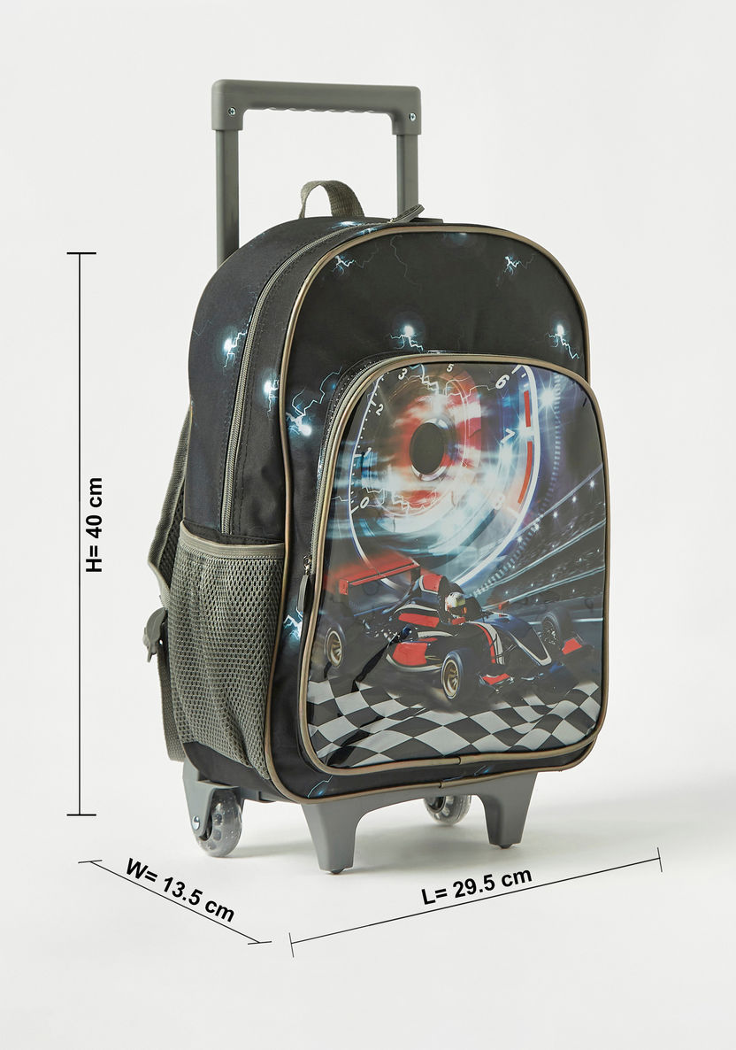 Juniors Car Graphic Print Trolley Backpack with Lunch Bag and Pencil Pouch-School Sets-image-1