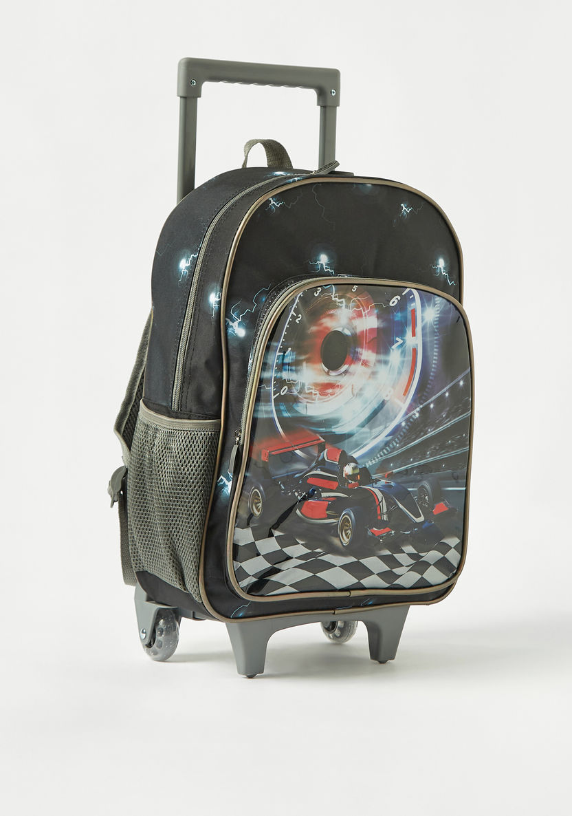 Juniors Car Graphic Print Trolley Backpack with Lunch Bag and Pencil Pouch-School Sets-image-3
