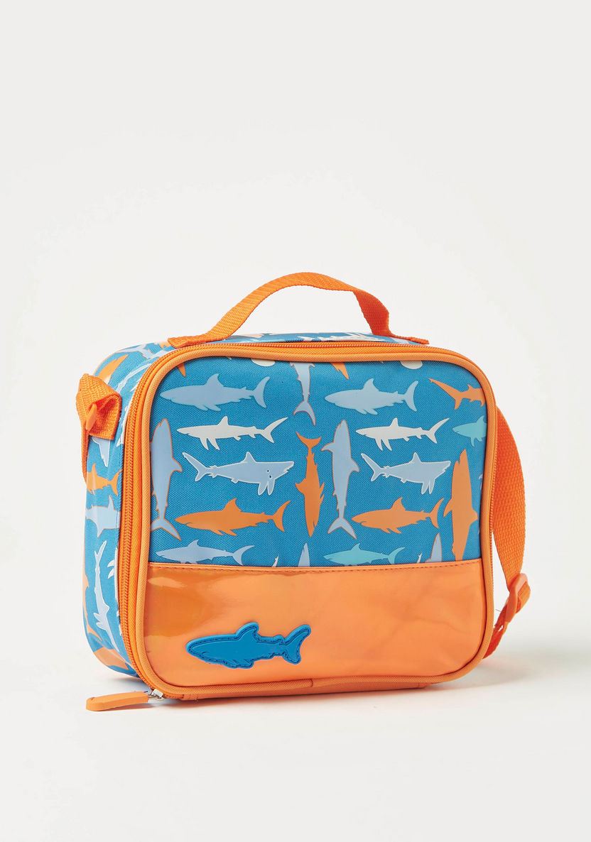Juniors Shark Print Lunch Bag with Adjustable Strap-Lunch Bags-image-0