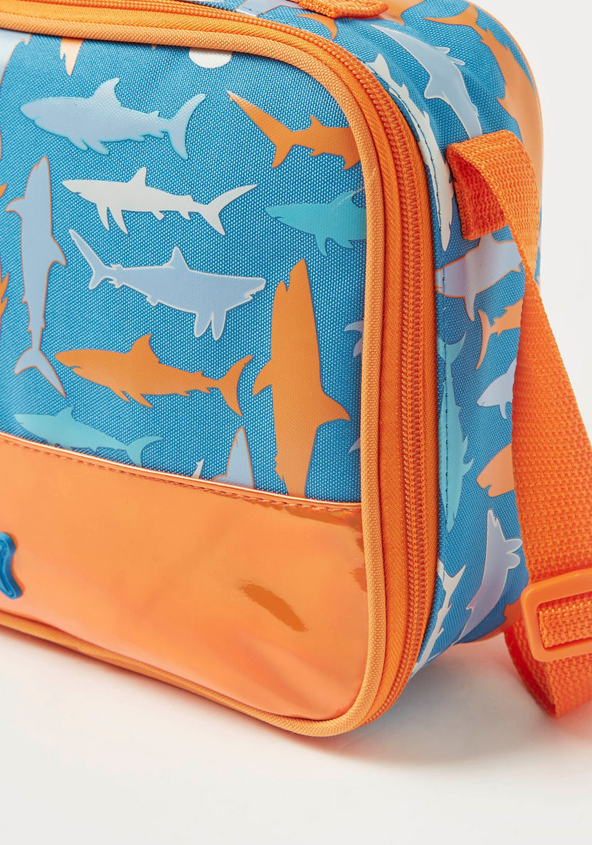 Juniors Shark Print Lunch Bag with Adjustable Strap-Lunch Bags-image-3