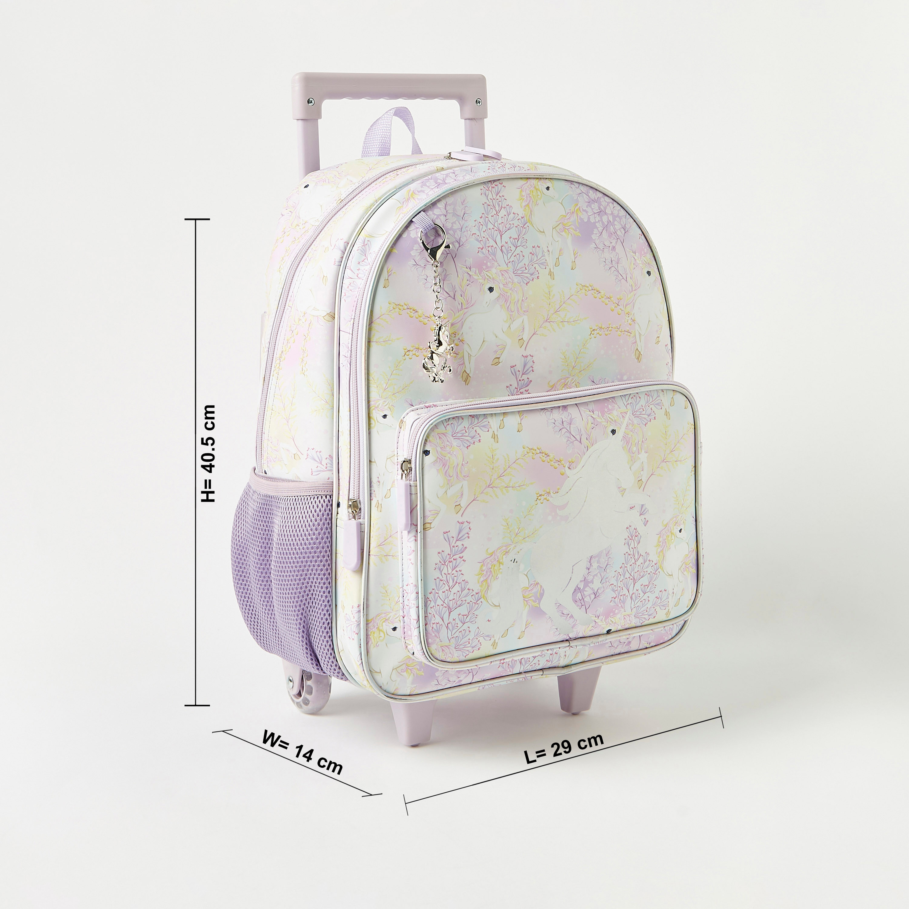 Juniors Unicorn Print Trolley Backpack with Retractable Handle - 16 inches-school-bagsandbackpacks-trolleybags-image-2