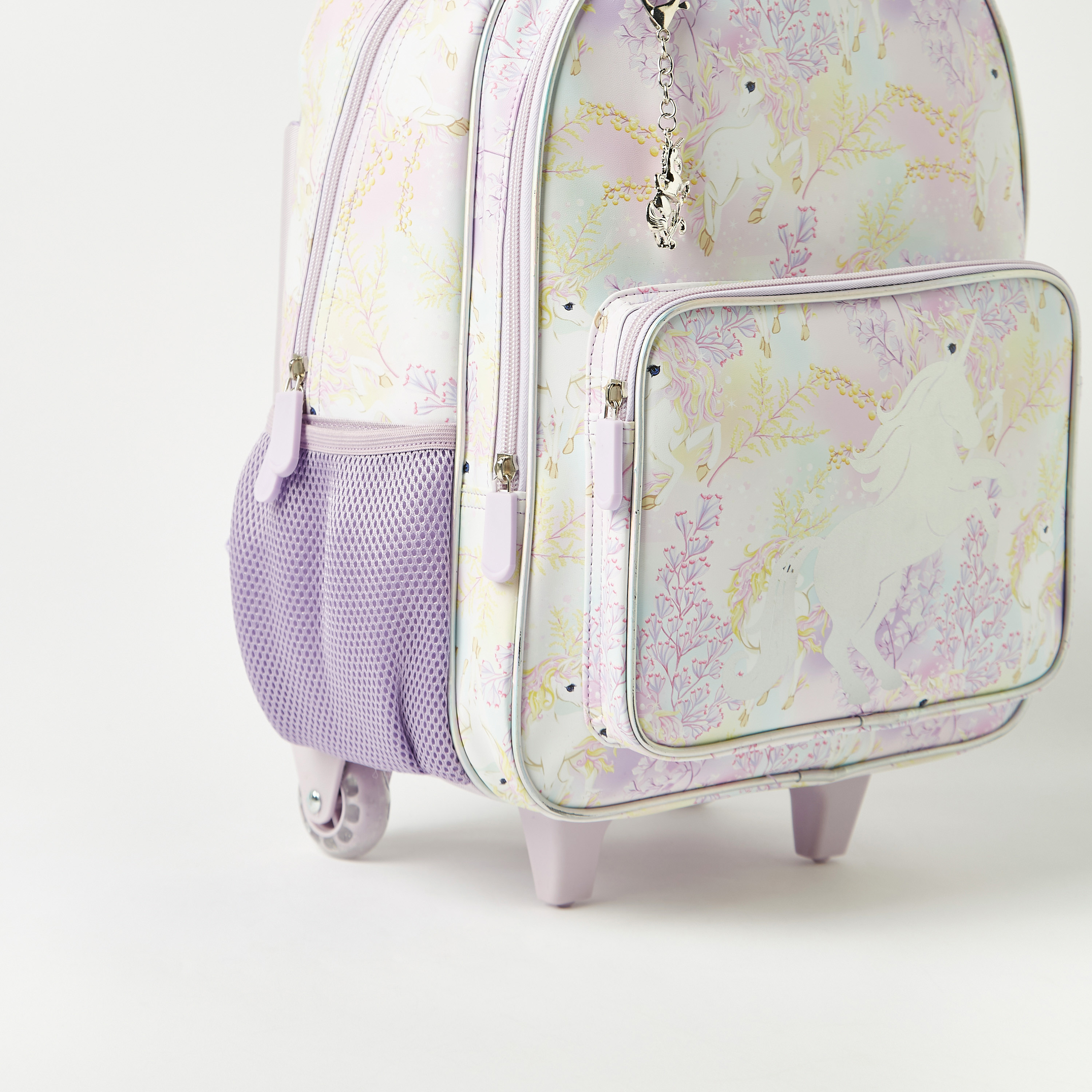 Juniors Unicorn Print Trolley Backpack with Retractable Handle - 16 inches-school-bagsandbackpacks-trolleybags-image-3