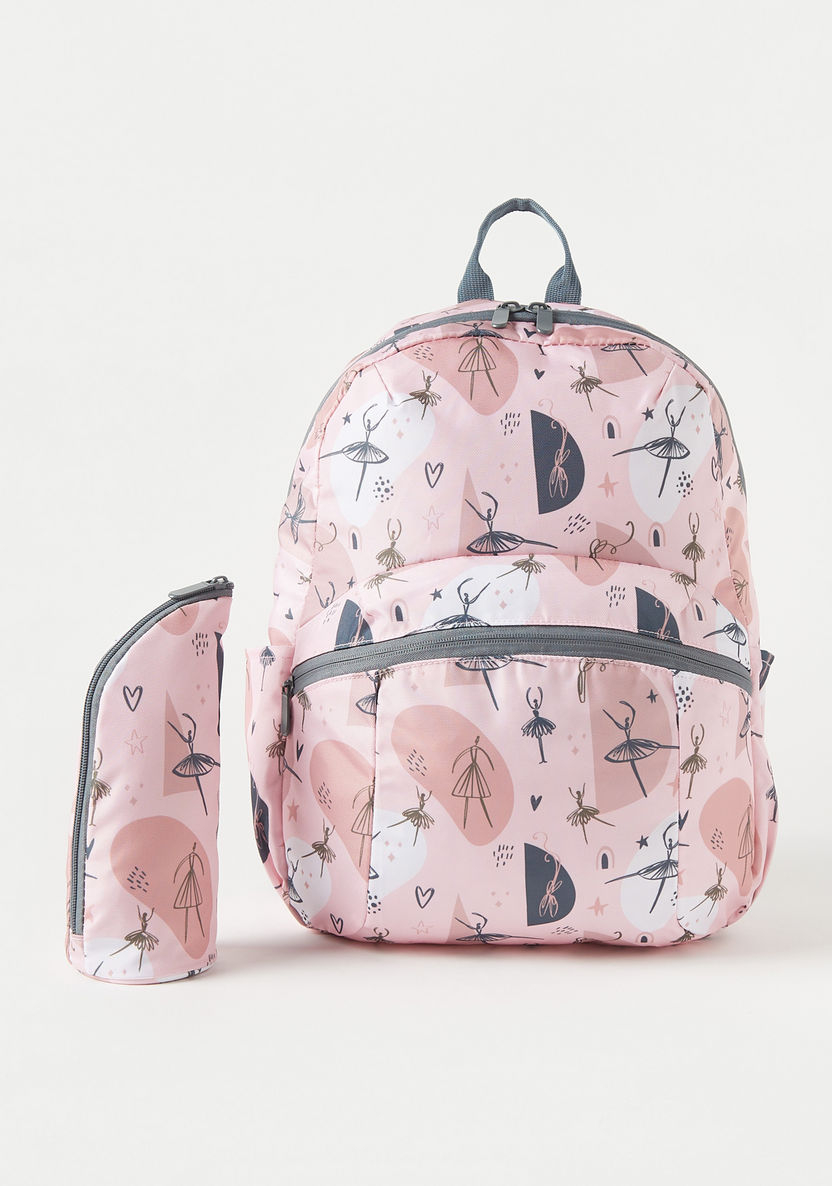 Juniors Ballerina Print Backpack with Pencil Case - 18 inches-Backpacks-image-0