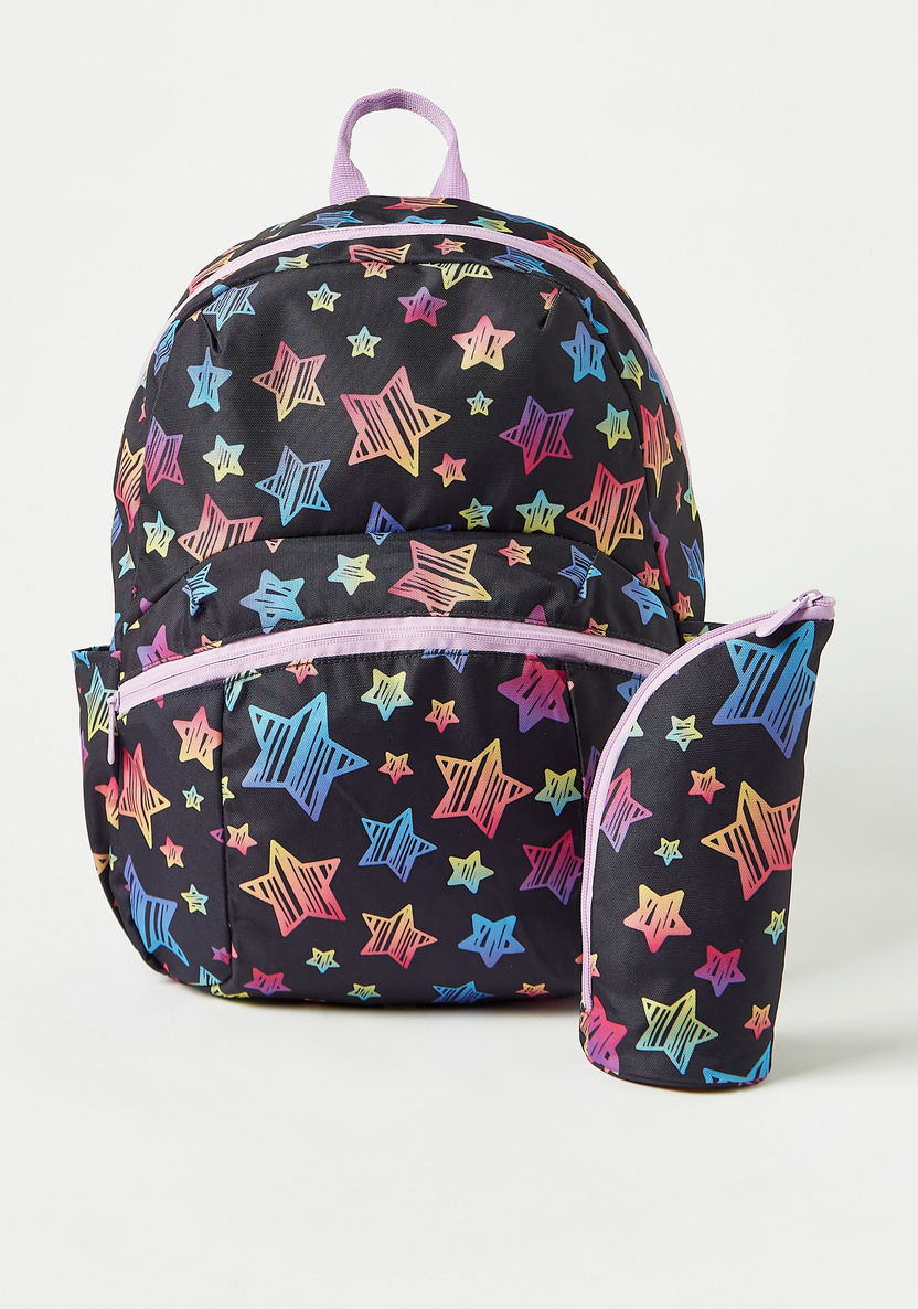 Juniors All-Over Star Print Backpack and Pencil Pouch Set - 18 inches-Backpacks-image-0