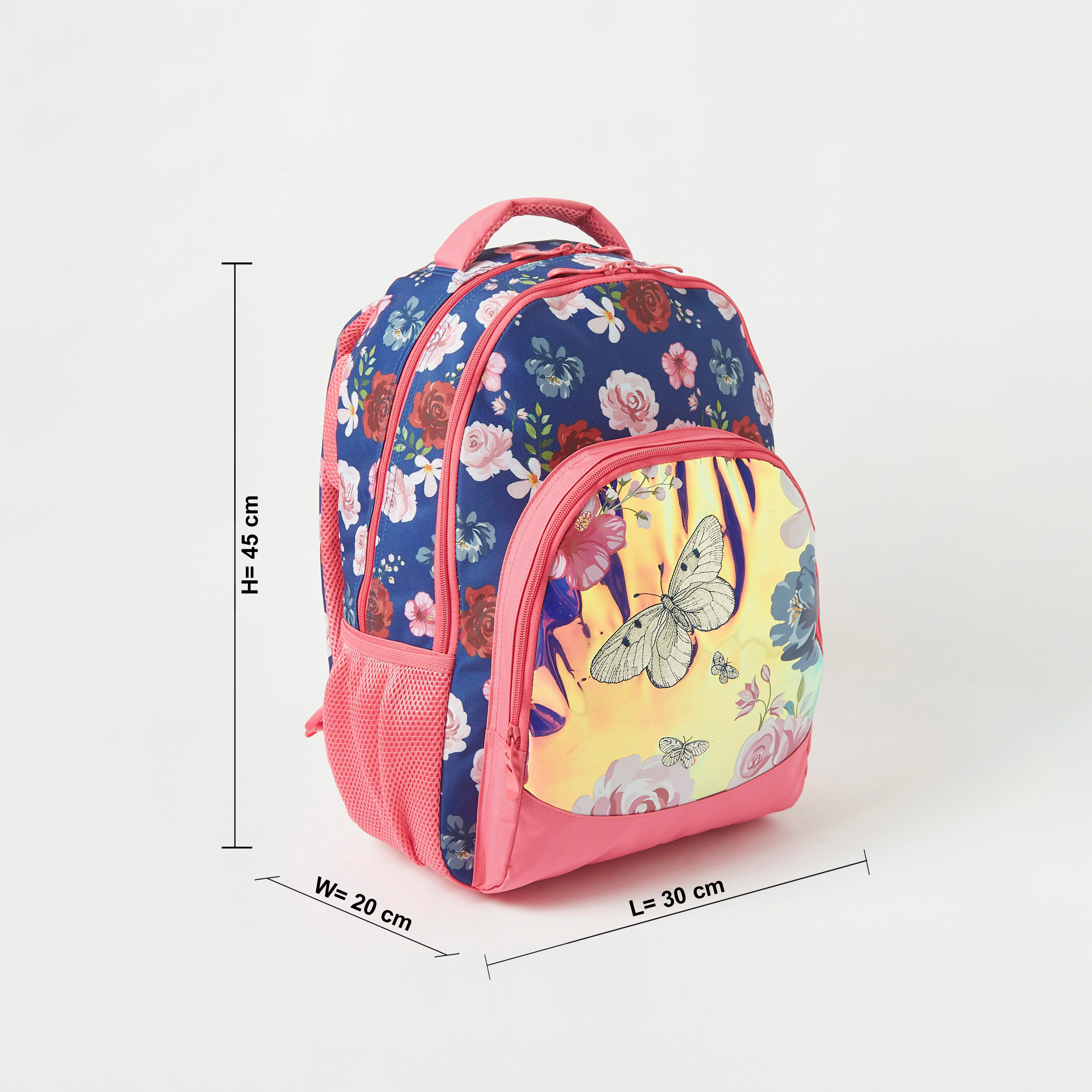 Juniors Butterfly Print Backpack with Adjustable Straps 18 inches