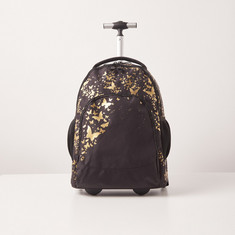 Juniors Butterfly Print Trolley Backpack with Retractable Handle - 18 inches