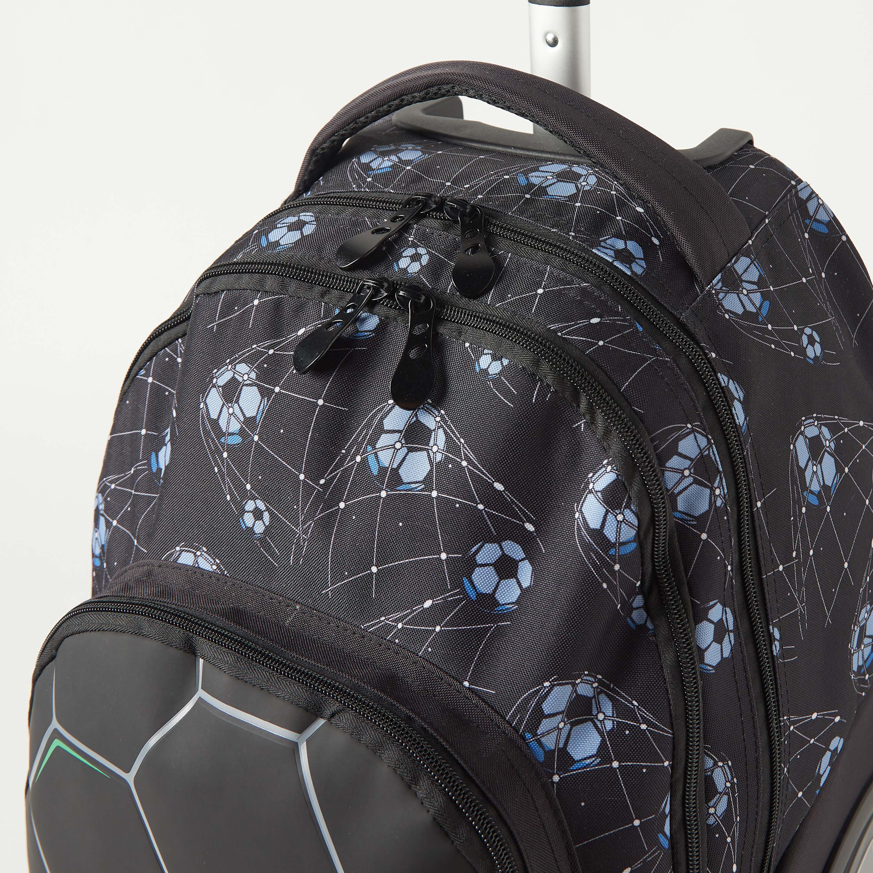 Juniors Football Graphic Print Trolley Backpack with Big Wheels - 18 inches-school-bagsandbackpacks-trolleybags-image-3