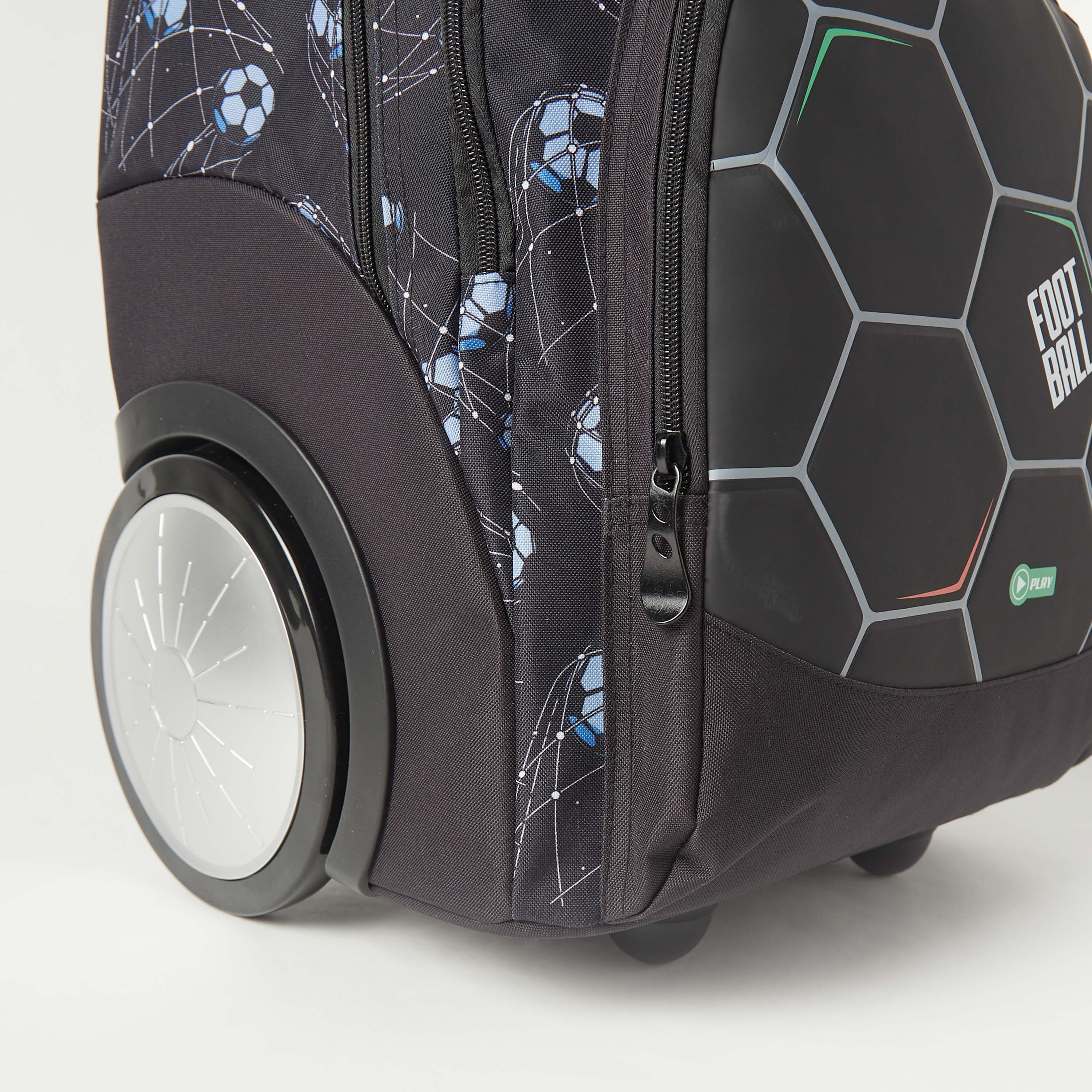 Juniors Football Graphic Print Trolley Backpack with Big Wheels - 18 inches-school-bagsandbackpacks-trolleybags-image-5