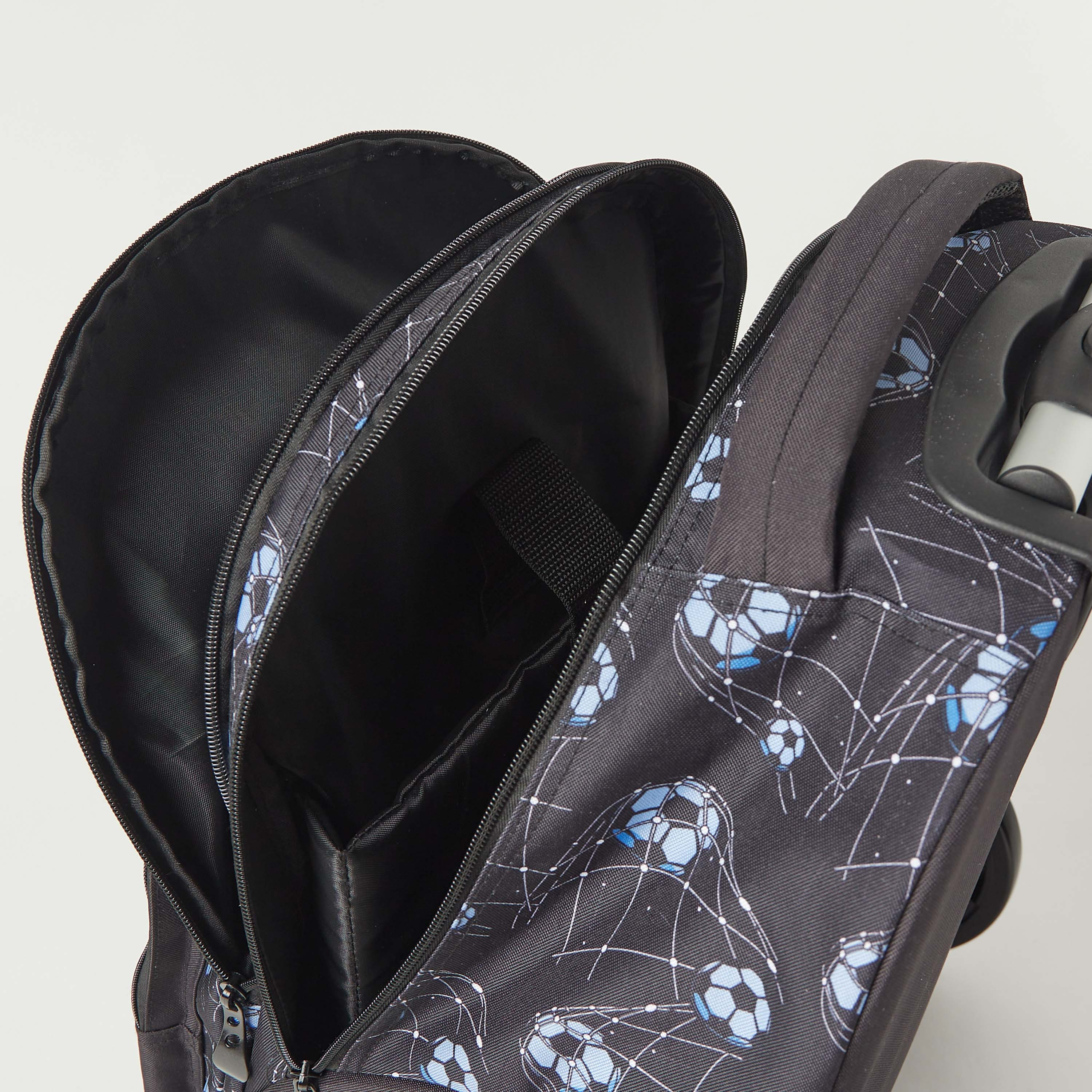 Juniors Football Graphic Print Trolley Backpack with Big Wheels - 18 inches-school-bagsandbackpacks-trolleybags-image-8