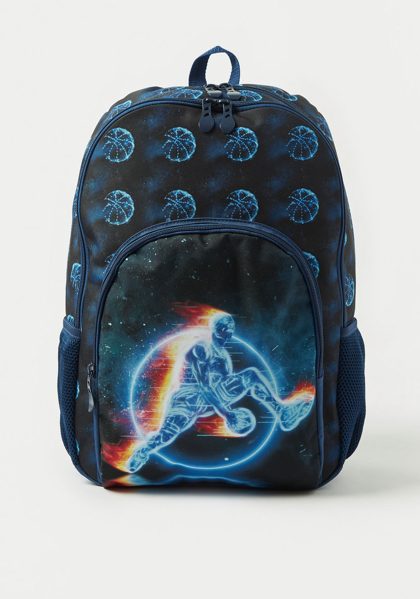 Juniors Football Print Backpack with Adjustable Straps - 18 inches-Backpacks-image-0