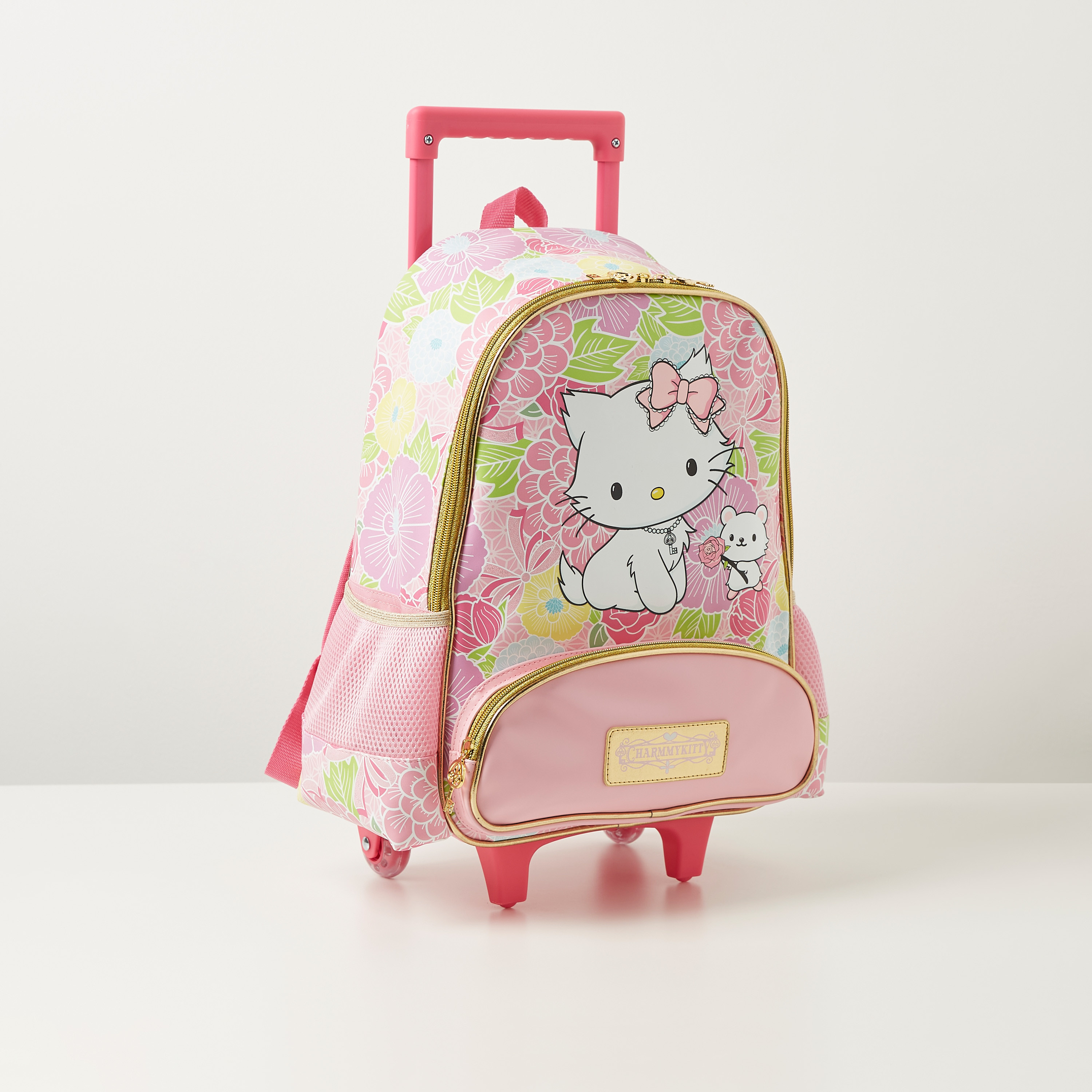 Charmmy Kitty Print Trolley Backpack with Retractable Handle - 16 inches-school-bagsandbackpacks-trolleybags-image-3