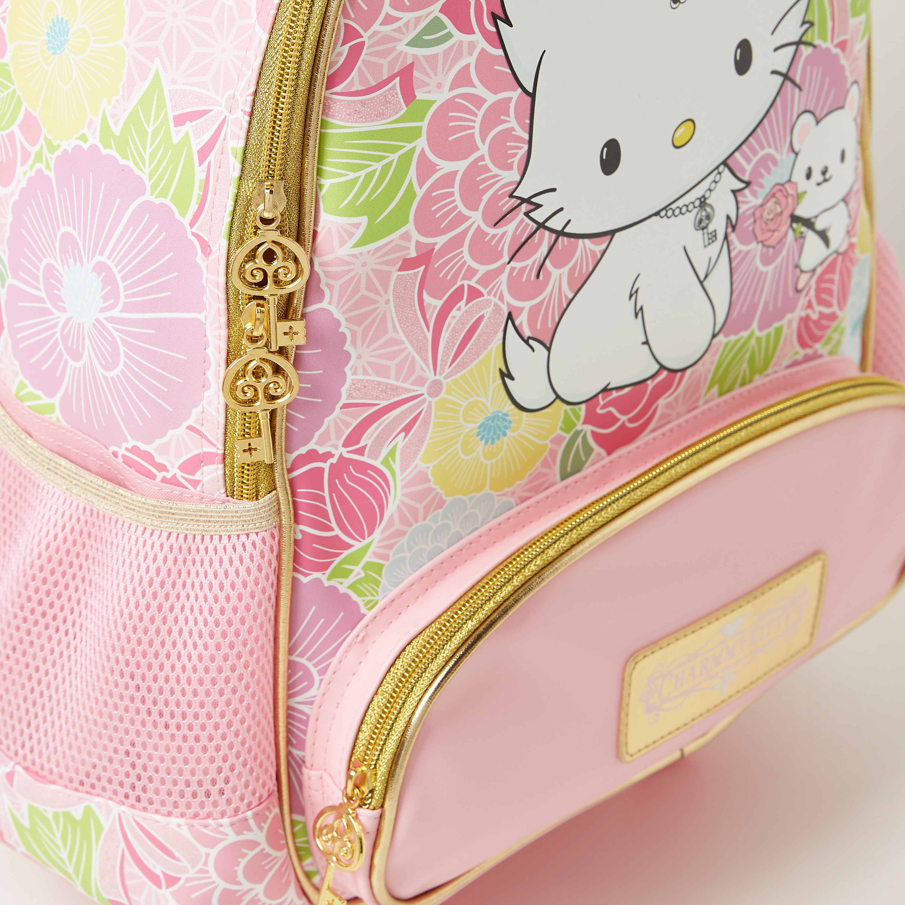 Charmmy Kitty Print Trolley Backpack with Retractable Handle - 16 inches-school-bagsandbackpacks-trolleybags-image-4