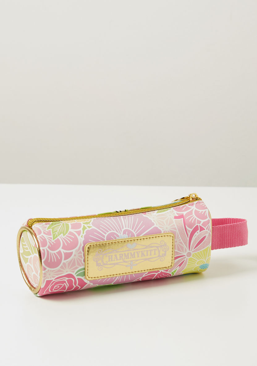 Charmmy Kitty Print Pencil Case with Zip Closure-Pencil Cases-image-1