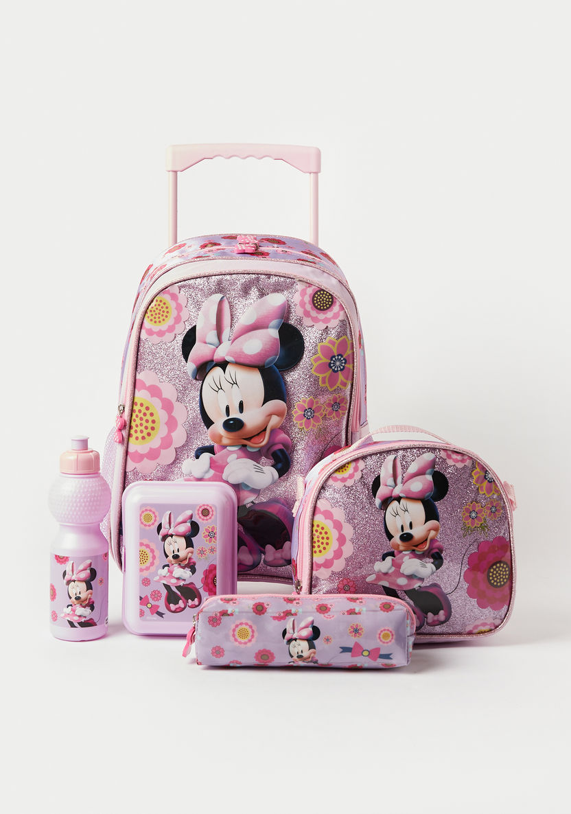 Disney Minnie Mouse Print 5-Piece Trolley Backpack Set - 16 inches-School Sets-image-0