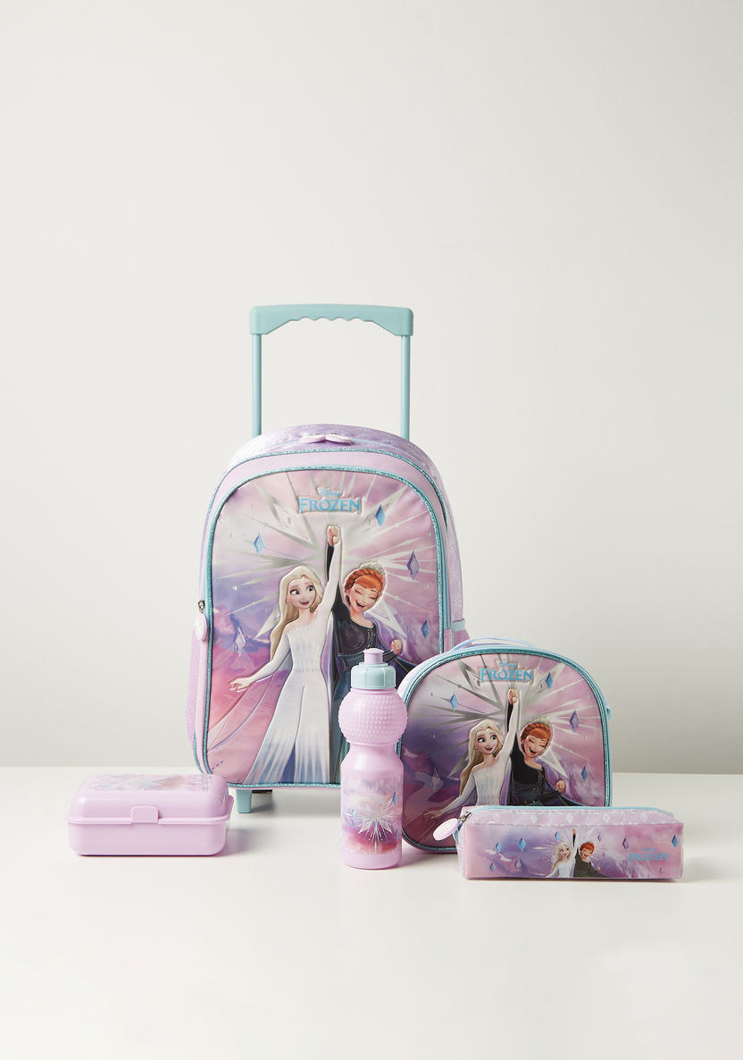 Disney Frozen Print 5-Piece Trolley Backpack Set - 16 inches-School Sets-image-0