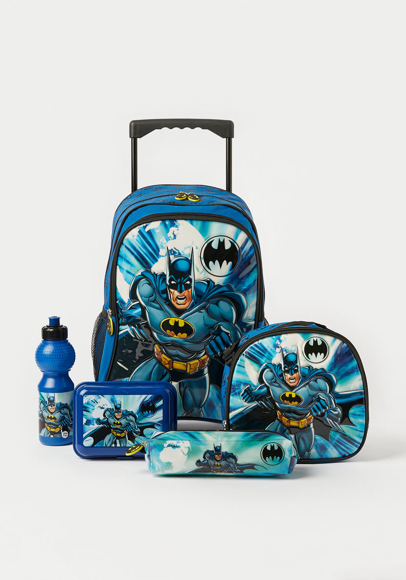Batman Printed 5-Piece Trolley Backpack Set - 16 inches-School Sets-image-0