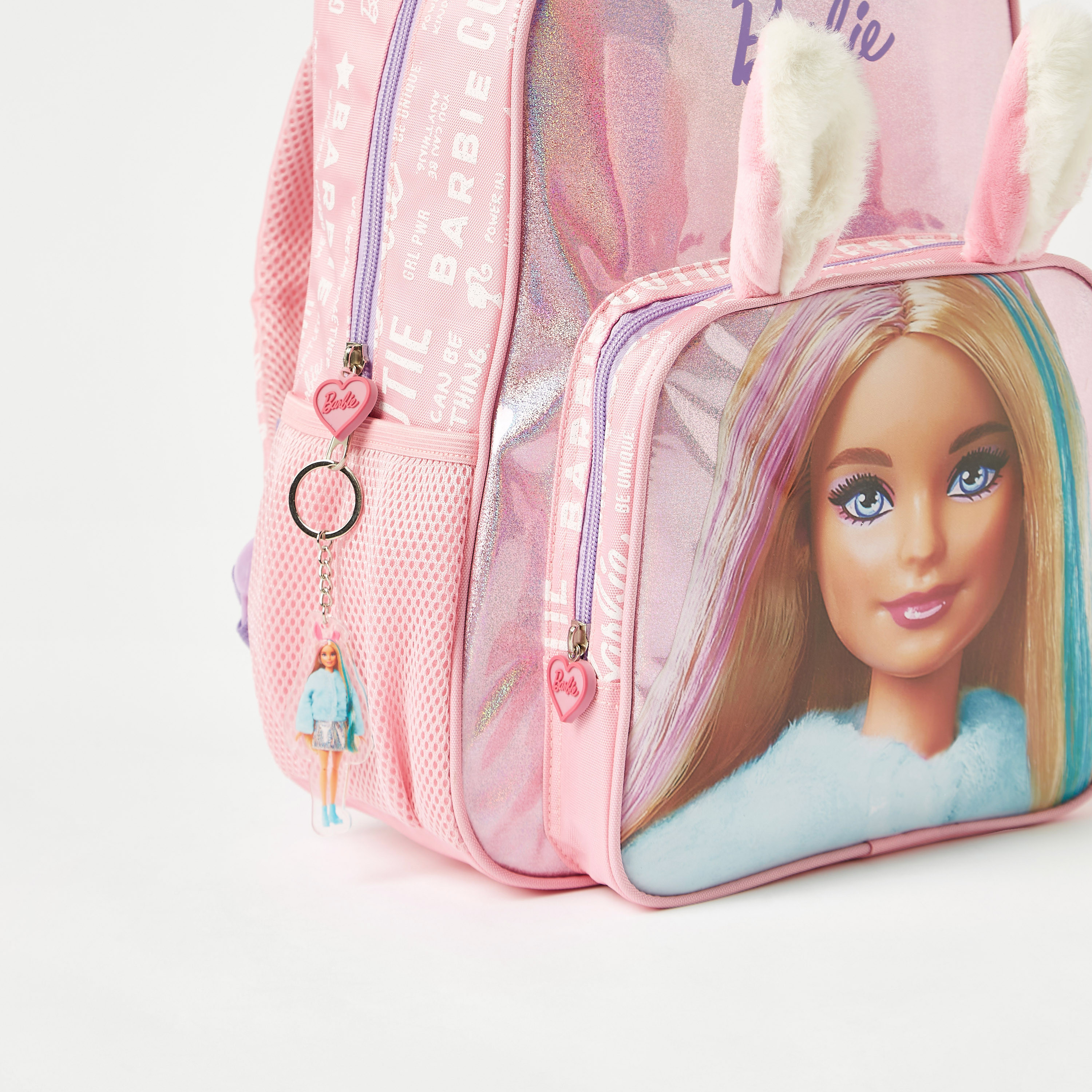 Barbie Embellished Backpack with 3D Ears and Adjustable Straps - 14 inches-school-bagsandbackpacks-backpacks-image-5
