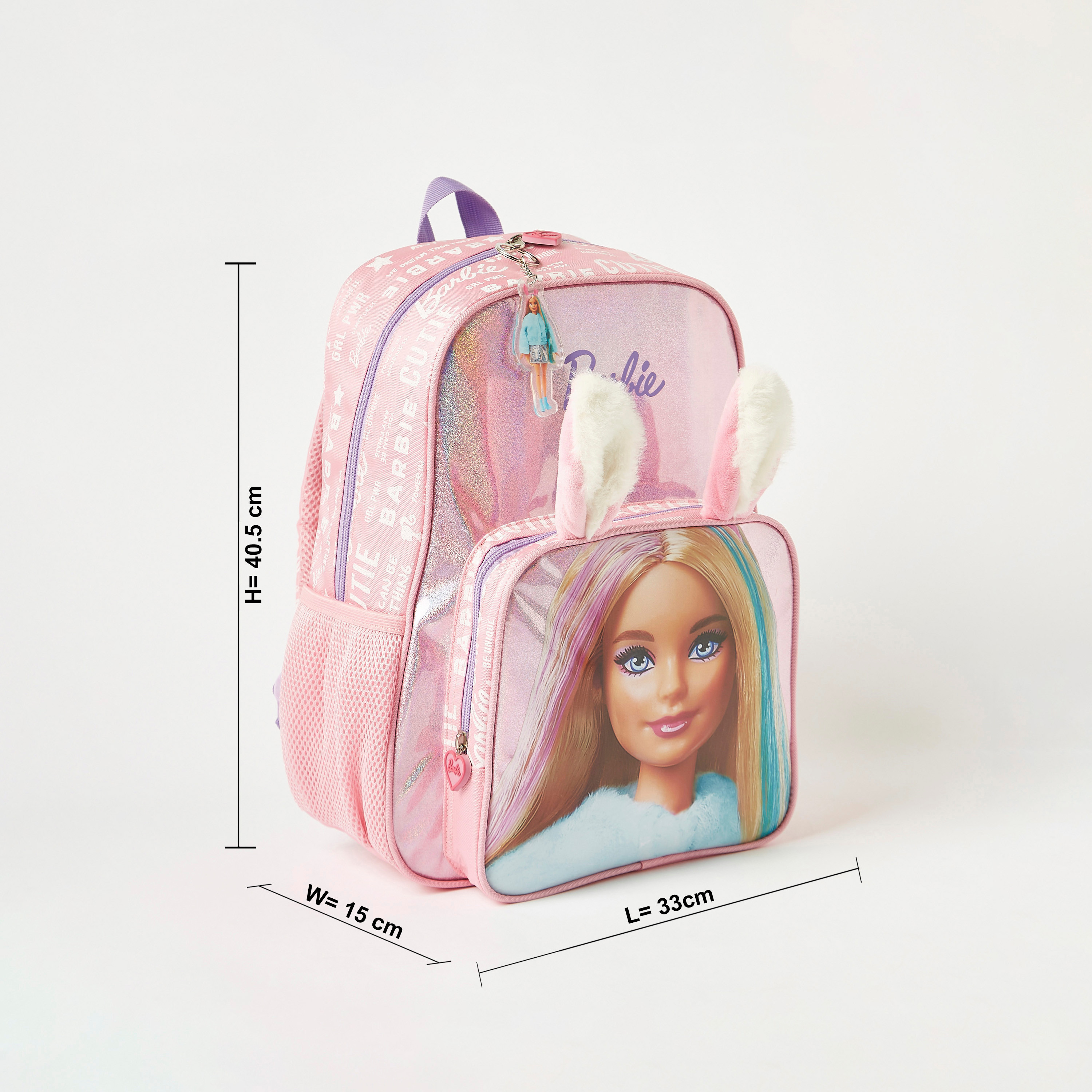 Barbie Embellished Backpack with 3D Ears and Adjustable Straps - 14 inches-school-bagsandbackpacks-backpacks-image-2