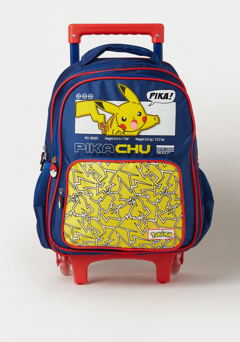 Pokemon Pikachu Print Trolley Backpack with Adjustable Shoulder Straps - 14 inches-Trolleys-image-0