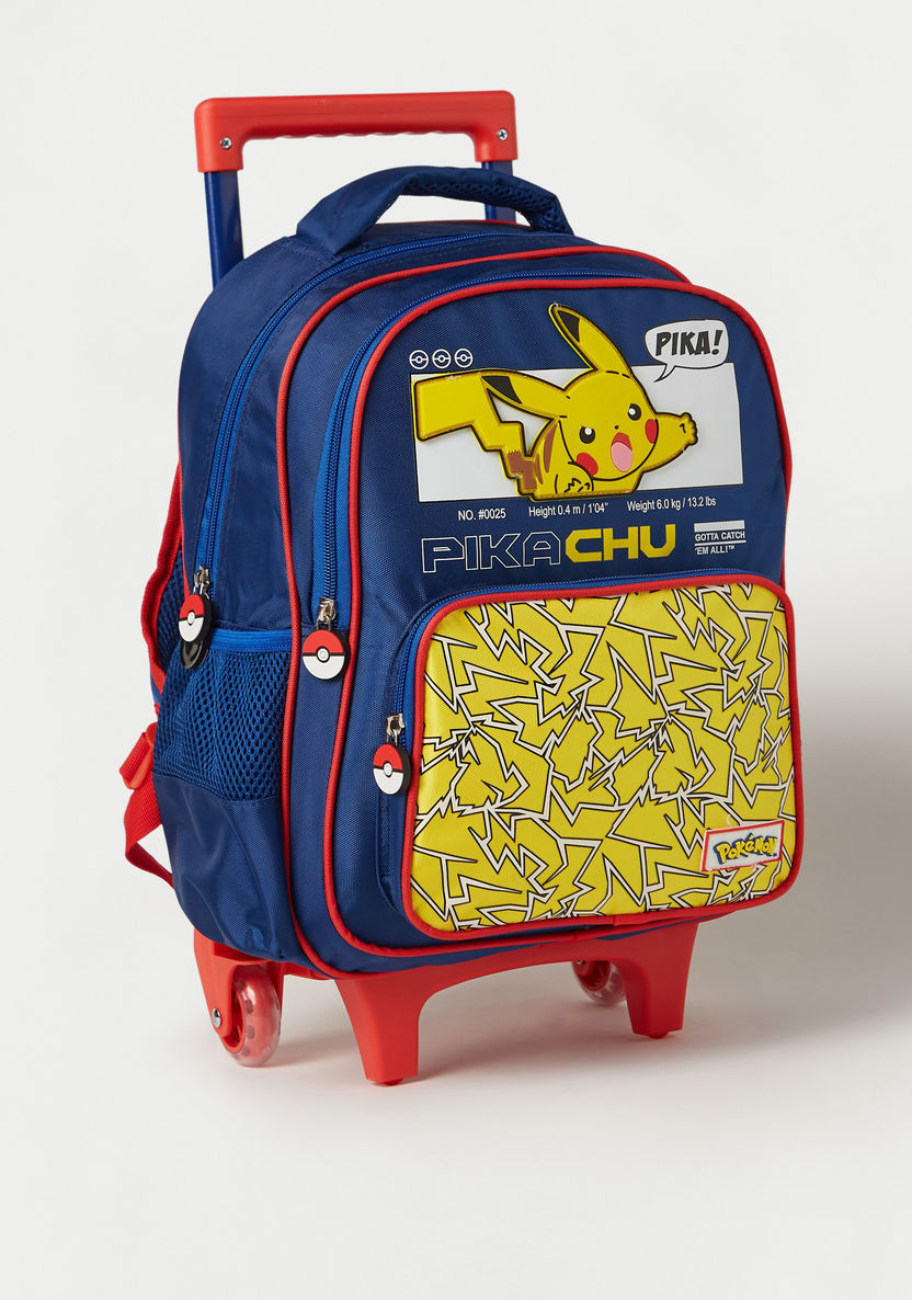Pokemon Pikachu Print Trolley Backpack with Adjustable Shoulder Straps - 14 inches-Trolleys-image-1