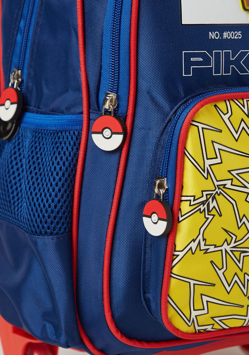 Pokemon Pikachu Print Trolley Backpack with Adjustable Shoulder Straps - 14 inches-Trolleys-image-2