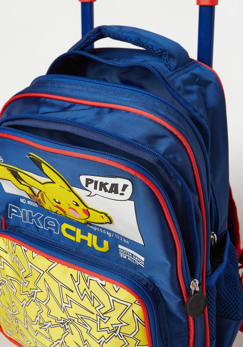 Pokemon Pikachu Print Trolley Backpack with Adjustable Shoulder Straps - 14 inches-Trolleys-image-5