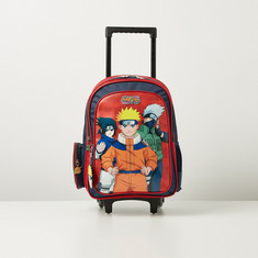 Naruto Printed Trolley Backpack with Retractable Handle - 16 inches