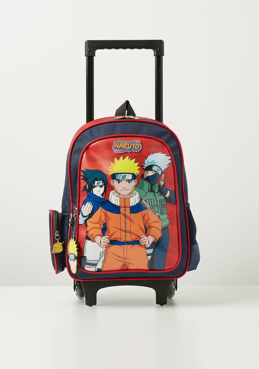 Naruto Printed Trolley Backpack with Retractable Handle - 14 inches-Trolleys-image-0