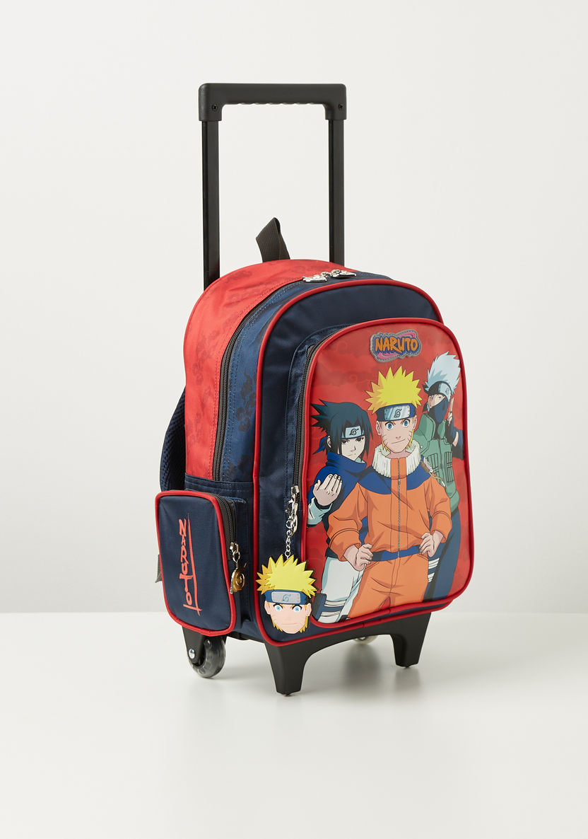 Naruto Printed Trolley Backpack with Retractable Handle - 14 inches-Trolleys-image-2
