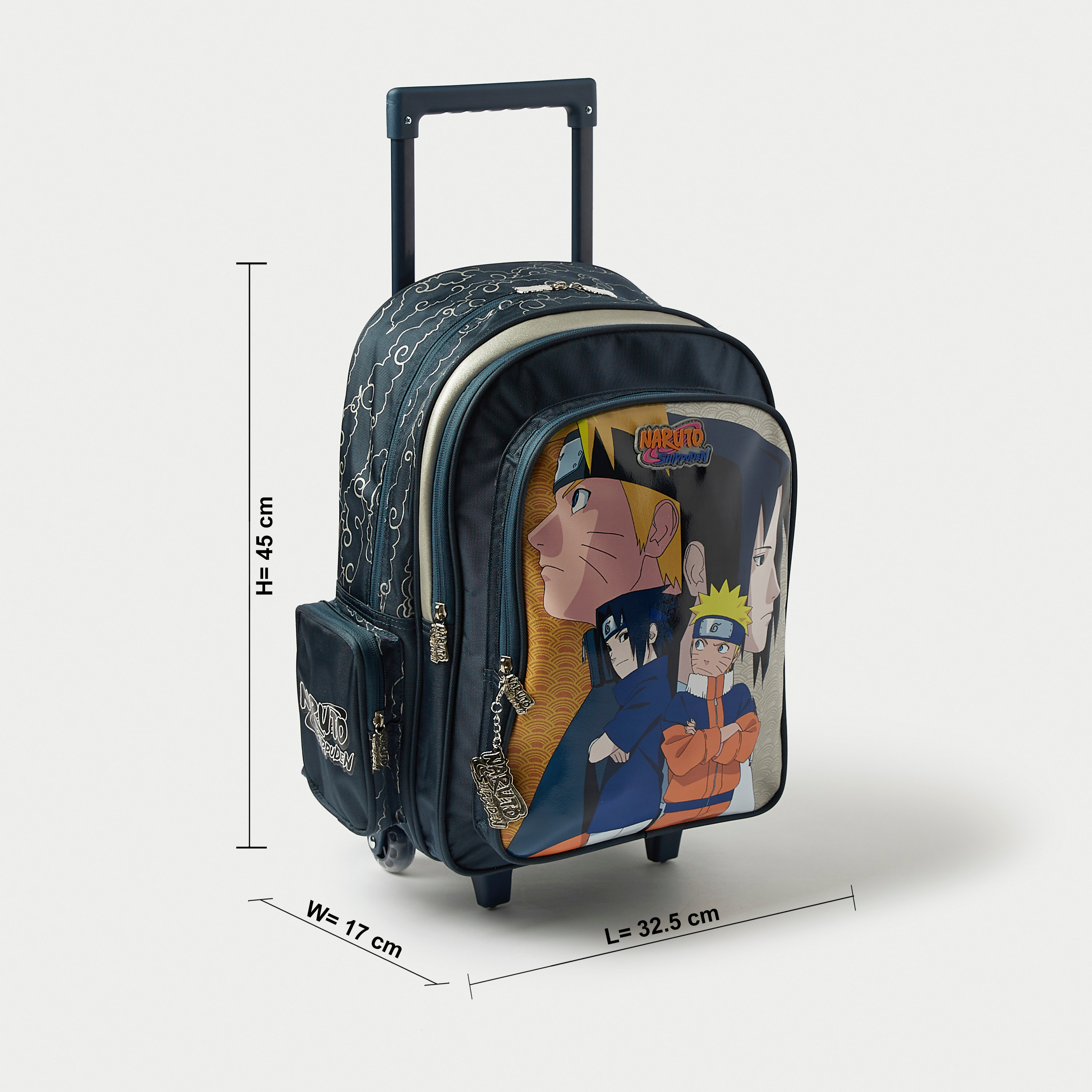 Naruto Print Trolley Backpack with Adjustable Shoulder Straps - 16 inches-school-bagsandbackpacks-trolleybags-image-2