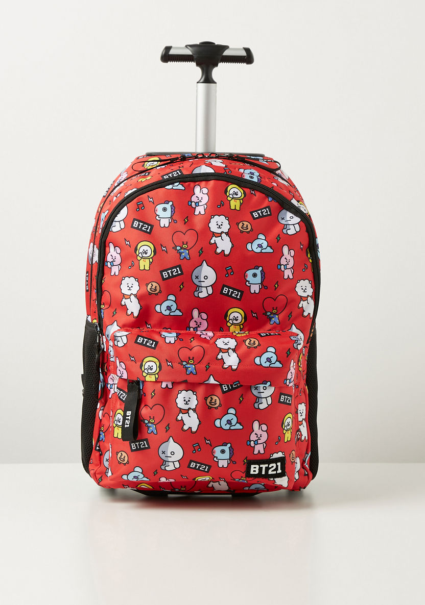 BT21 All-Over Print Trolley Backpack with Retractable Handle - 16 inches-Trolleys-image-0