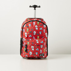 BT21 All-Over Print Trolley Backpack with Retractable Handle - 16 inches