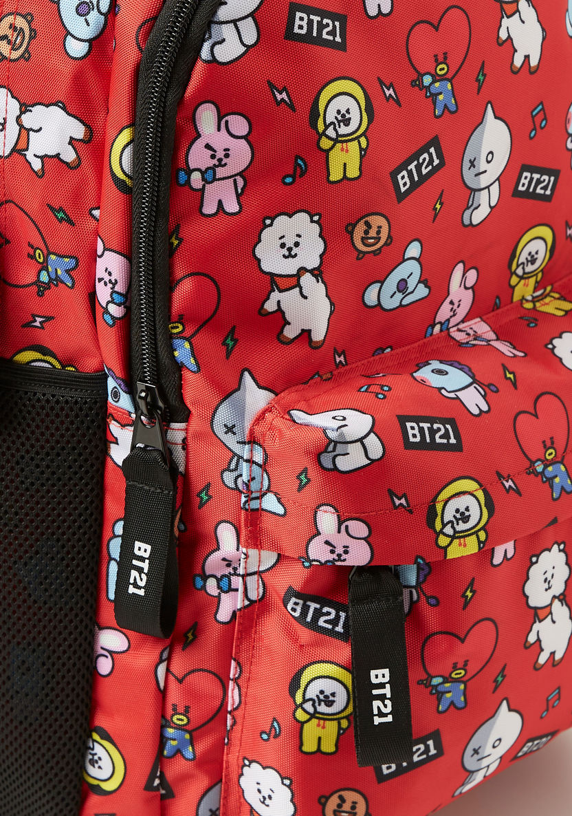 BT21 All-Over Print Trolley Backpack with Retractable Handle - 16 inches-Trolleys-image-3