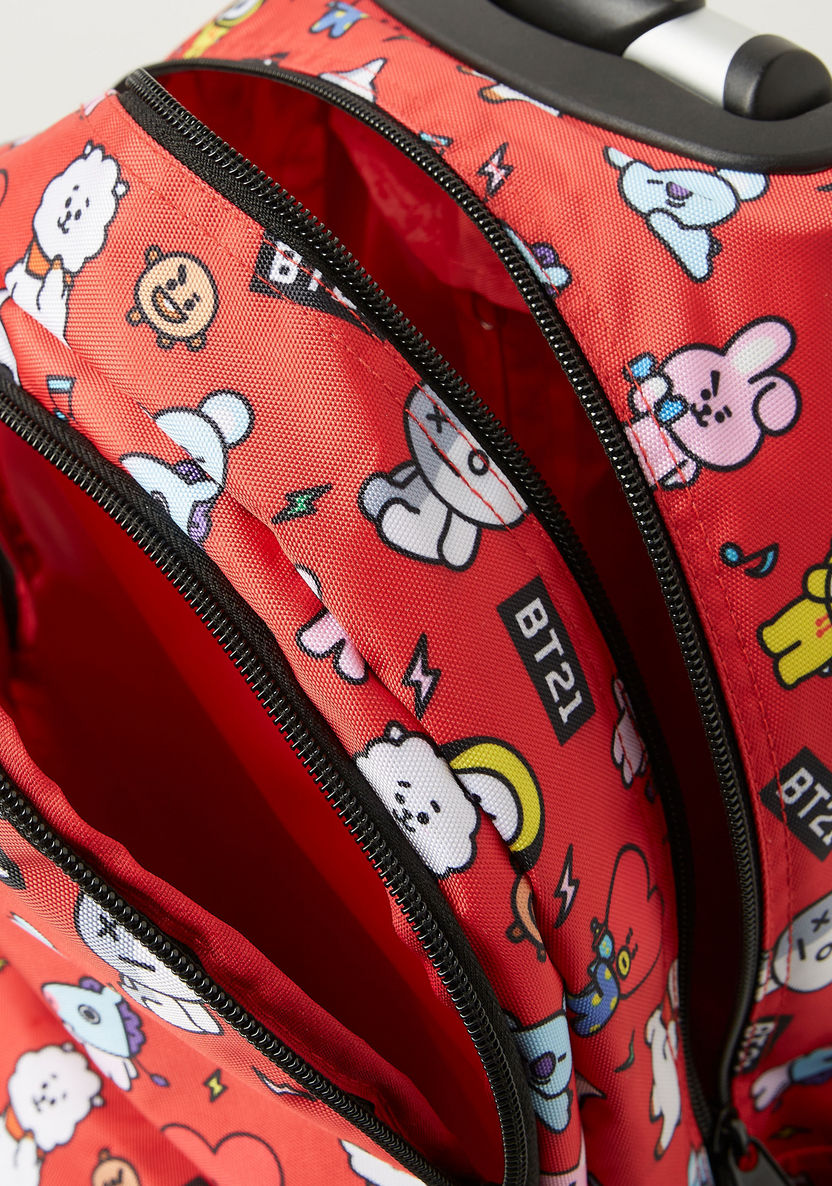 BT21 All-Over Print Trolley Backpack with Retractable Handle - 16 inches-Trolleys-image-7