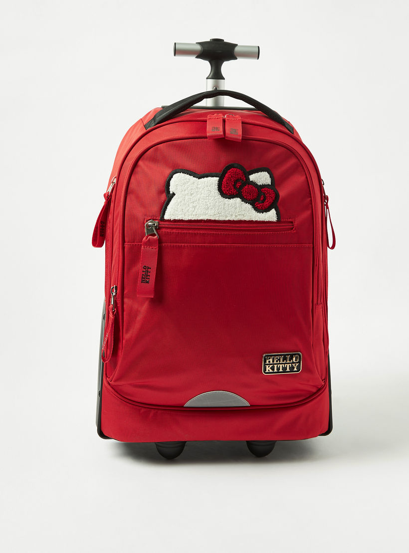 hello kitty large rolling backpack Iconic Wheeled Another great feature is the extendible handle that allows your child to roll the backpack on the bottom 2 wheels Buy Hello Kitty Applique Detail