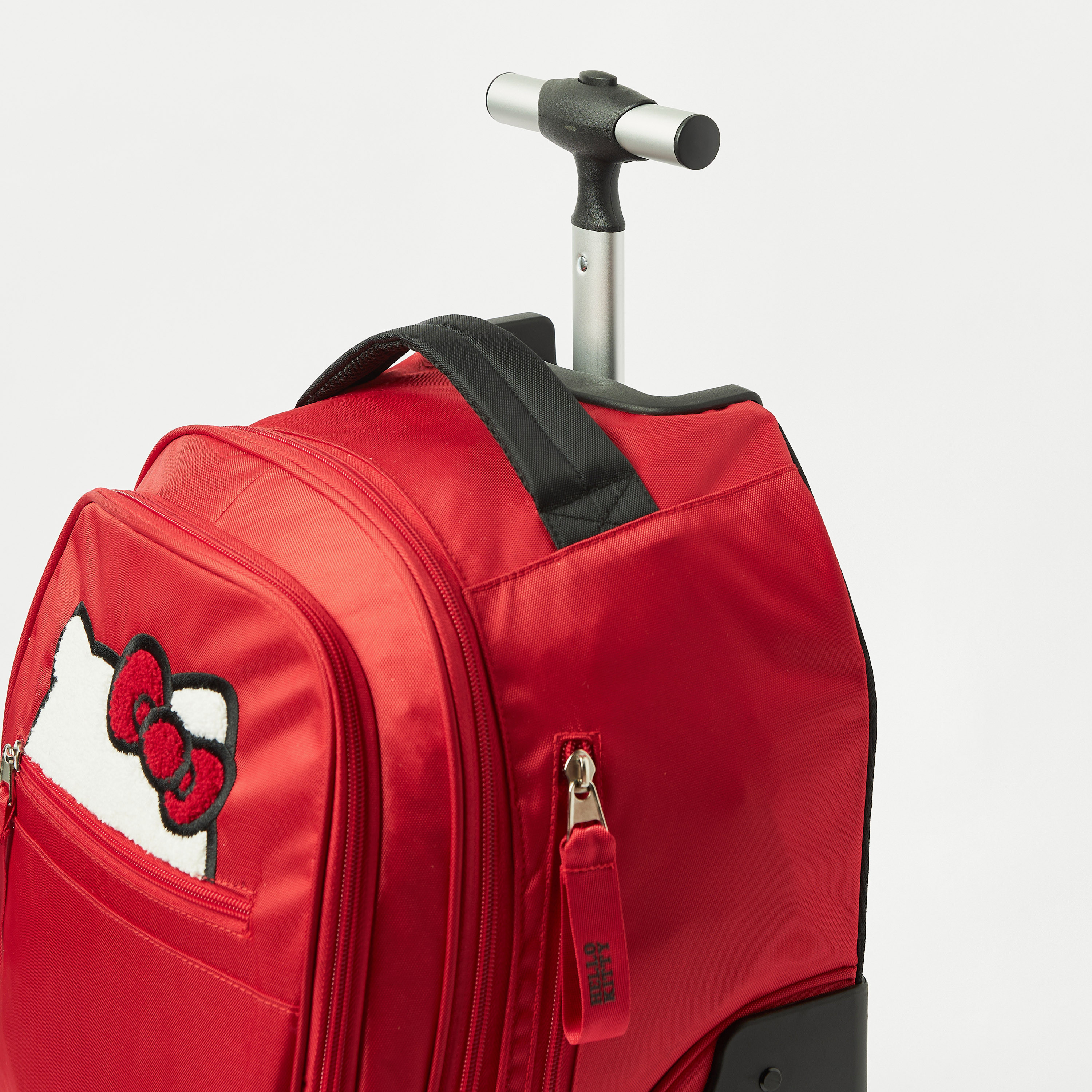 Hello Kitty Applique Detail Trolley Backpack with Big Wheels - 18 inches-school-bagsandbackpacks-trolleybags-image-5