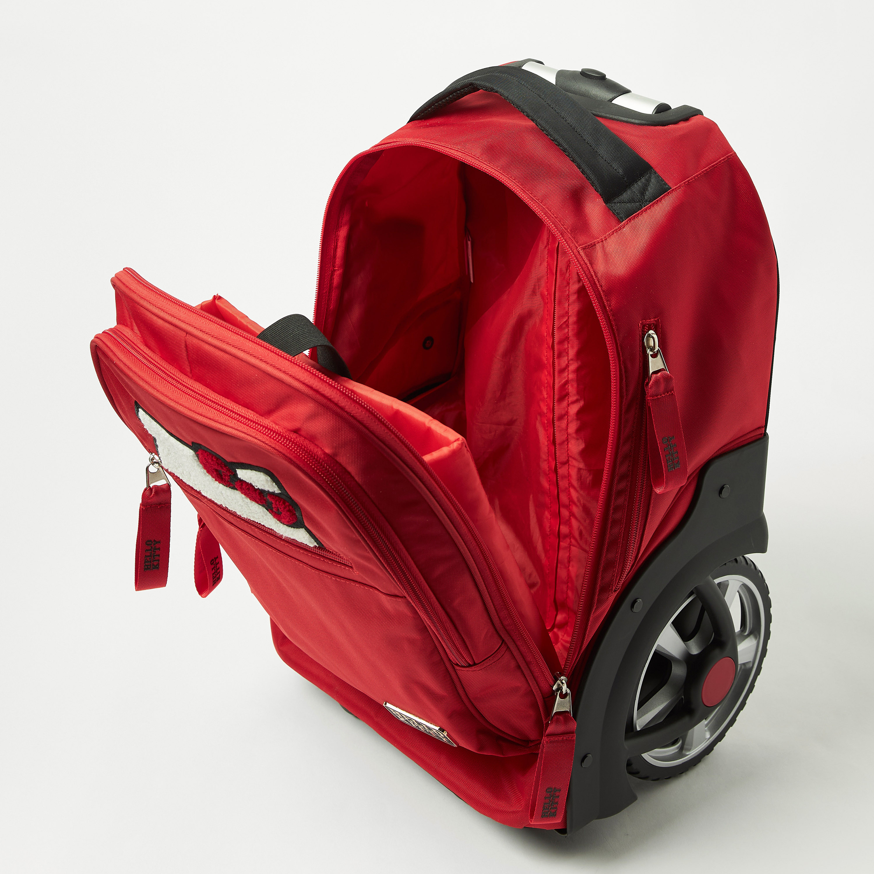 Hello Kitty Applique Detail Trolley Backpack with Big Wheels - 18 inches-school-bagsandbackpacks-trolleybags-image-8