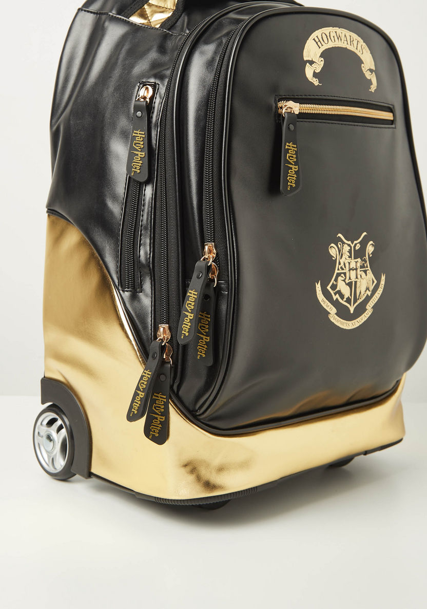 Harry Potter Logo Print Trolley Bag with Retractable Handle - 18 inches-Trolleys-image-3