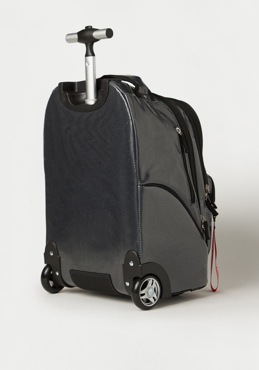 NASA Textured Trolley Backpack with Wheels and Retractable Handle - 18 inches-Trolleys-image-3