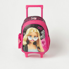 Barbie Print Trolley Backpack with Wheels and Retractable Handle - 14 inches