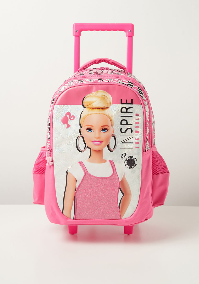 Barbie Printed Trolley Backpack with Retractable Handle and Wheels - 16 inches-Trolleys-image-0
