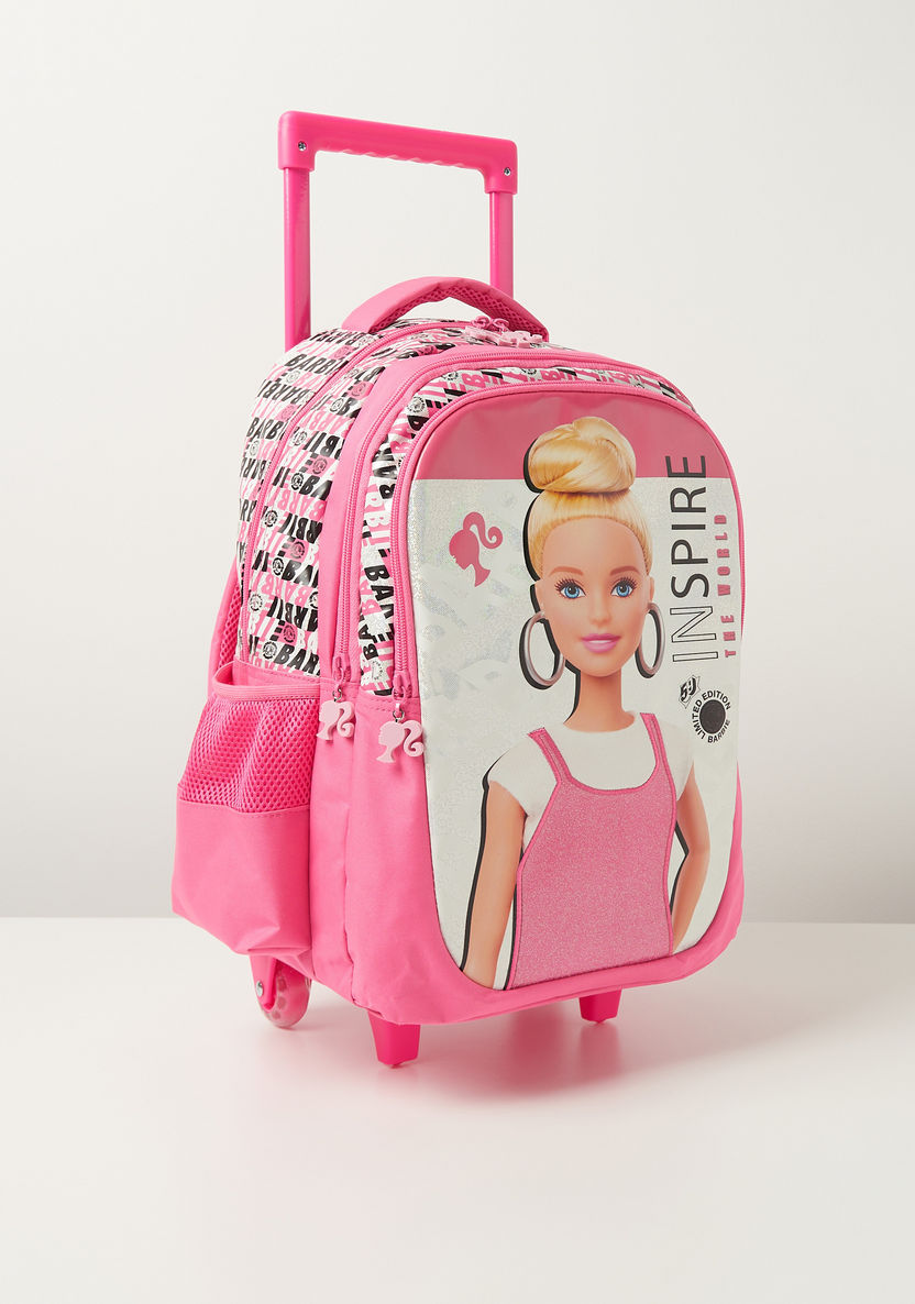 Barbie Printed Trolley Backpack with Retractable Handle and Wheels - 16 inches-Trolleys-image-1