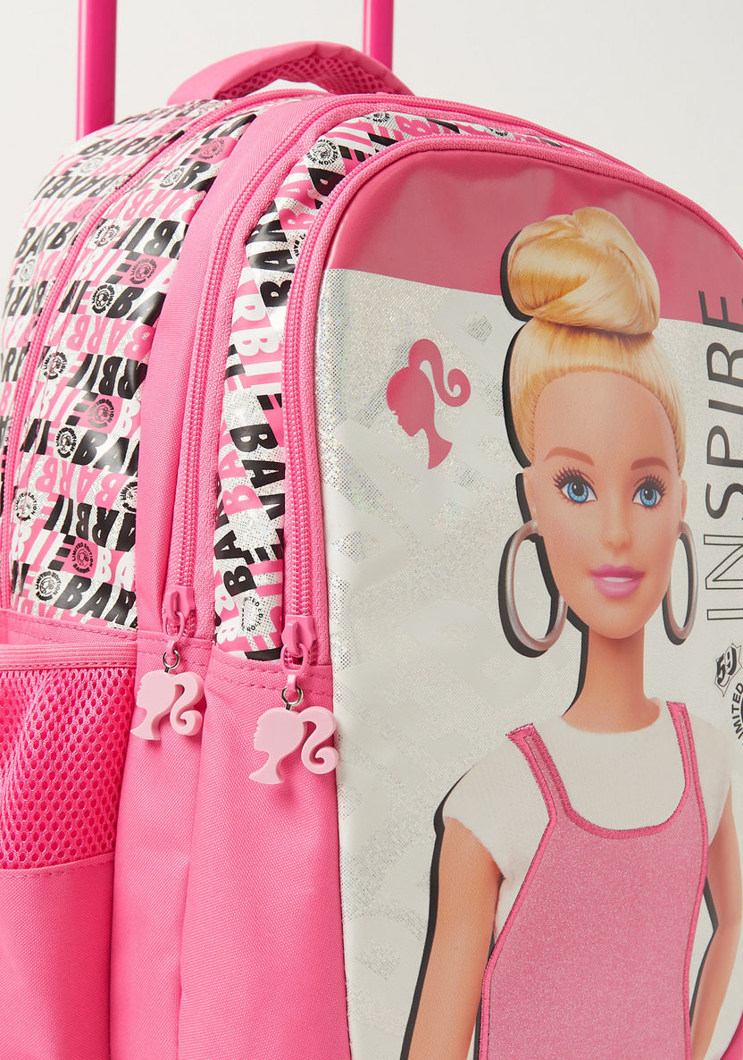 Barbie Printed Trolley Backpack with Retractable Handle and Wheels - 16 inches-Trolleys-image-2