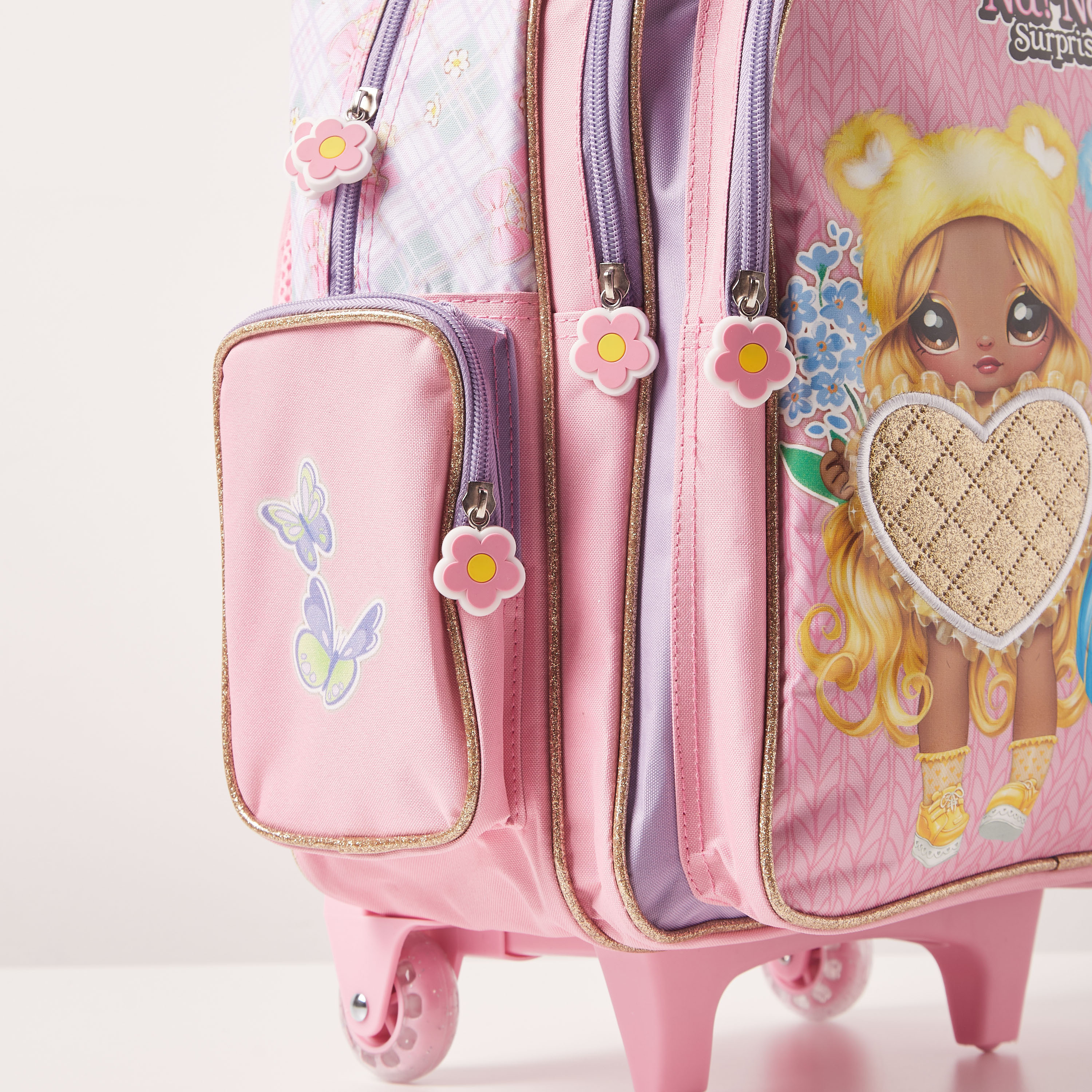 NANANA Printed Trolley Backpack with Retractable Handle - 16 inches-school-bagsandbackpacks-trolleybags-image-3