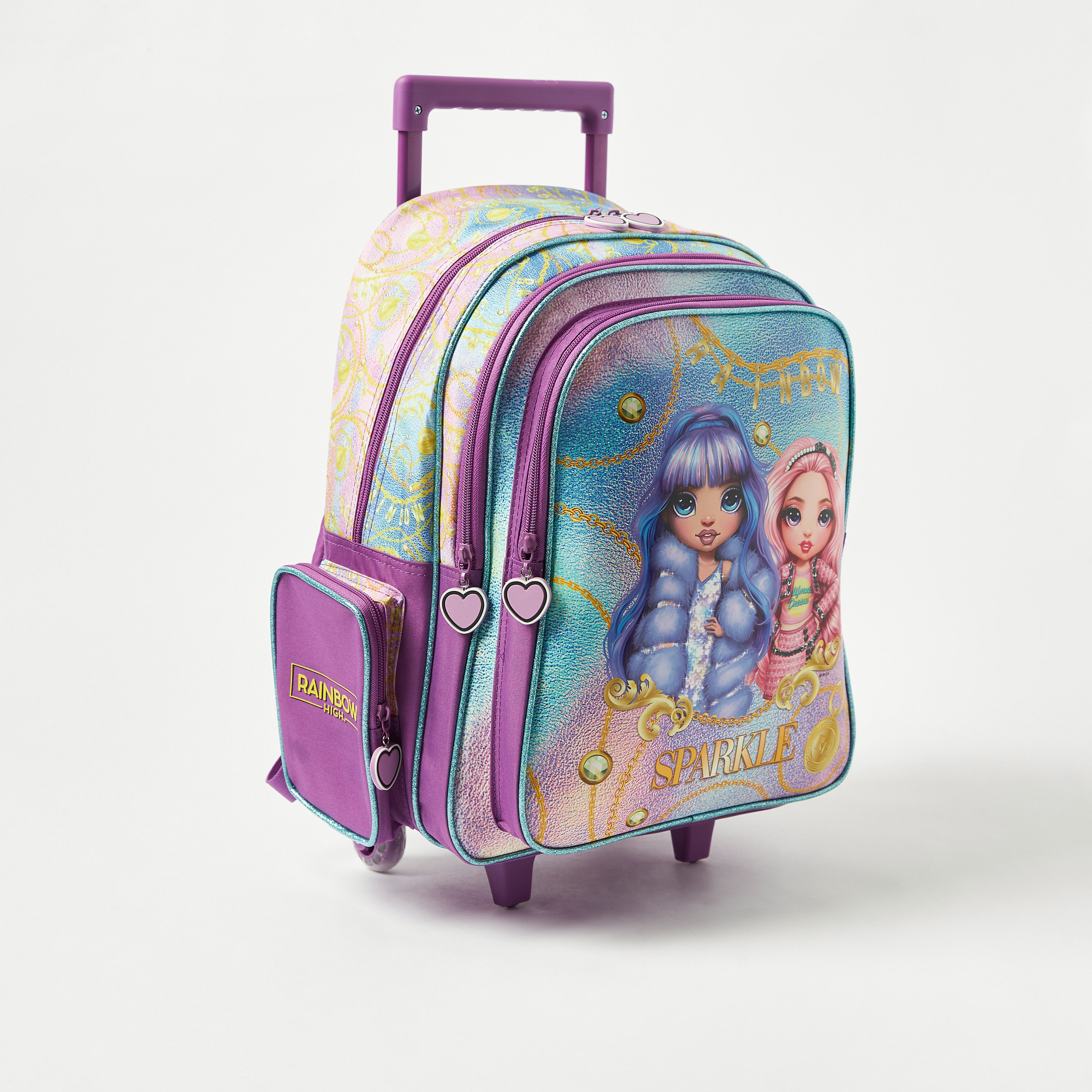 First Kid Rainbow High Print Trolley Backpack with Adjustable Shoulder Straps - 16 inches-school-bagsandbackpacks-trolleybags-image-2