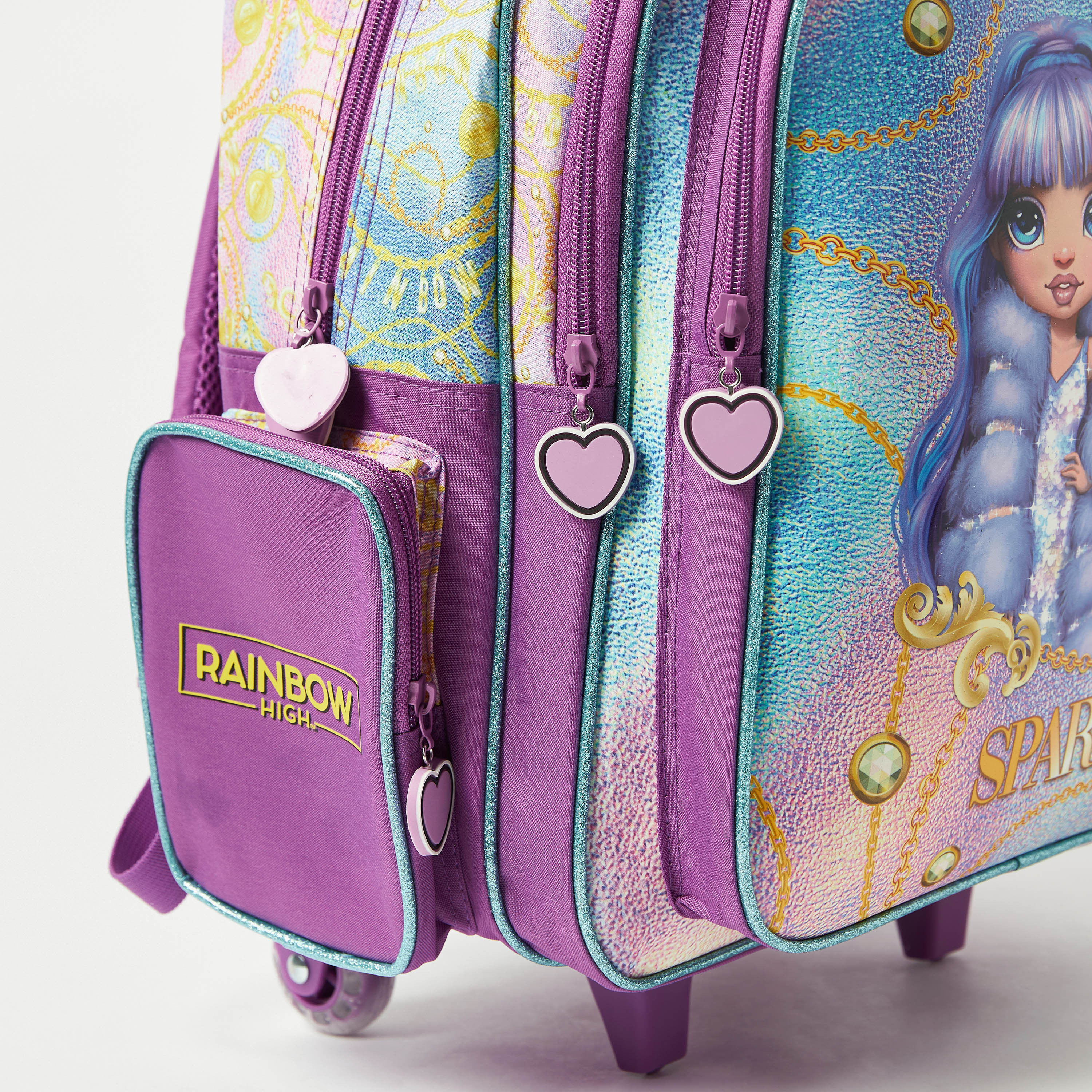 First Kid Rainbow High Print Trolley Backpack with Adjustable Shoulder Straps - 16 inches-school-bagsandbackpacks-trolleybags-image-3